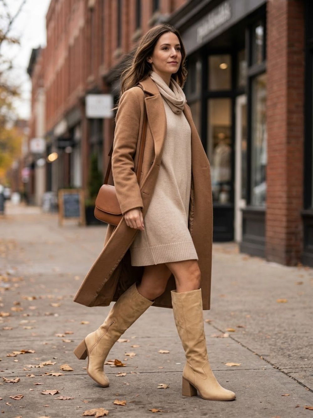 (O) Women’s Tall Suede Block Heel Boots-Tan(Sz 8.5